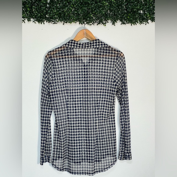 CAbi Blouse Womens size Medium Button Up Sheer Long Sleeve Plaid Career - Picture 5 of 10